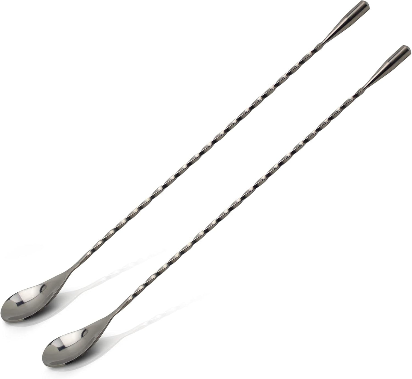 The Art of Craft Bar Spoon: 12.5” Stainless Steel Cocktail Mixing Spoon, Long Handle Spiral Design with Weighted Teardrop End (Set of 2)