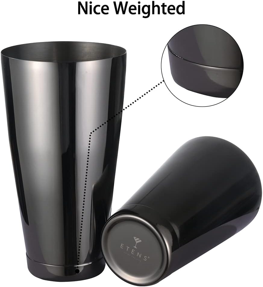 ETENS Boston Cocktail Shaker Black, Cocktail Shaker Tins Weighted, Bar Shaker Set Bartender Shakers for Bartending - Martini Shaker Stainless Steel Drink Mixer | Bar Tools Metal Shaking Tin | Gunmetal