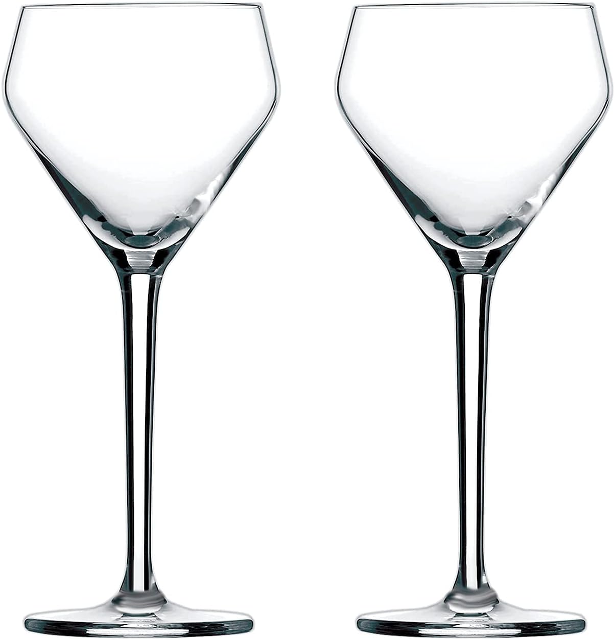 Amehla x The Educated Barfly Collection Coupe Glass Handblown Teardrop Nick and Nora Cocktail Glass - 6-ounce, Set of 2 Martini Glasses for Up Cocktails (Plain)