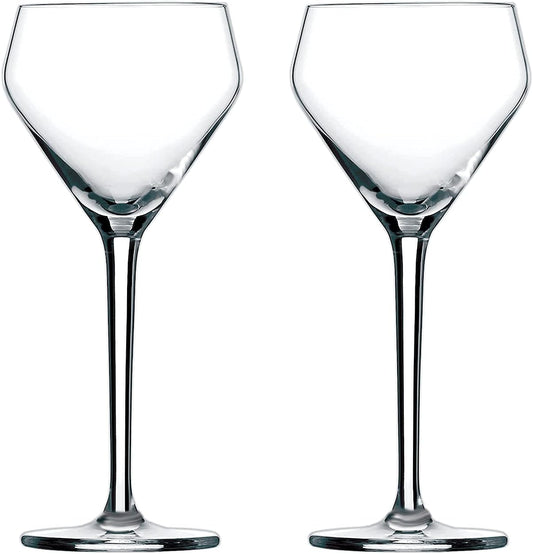 Amehla x The Educated Barfly Collection Coupe Glass Handblown Teardrop Nick and Nora Cocktail Glass - 6-ounce, Set of 2 Martini Glasses for Up Cocktails (Plain)