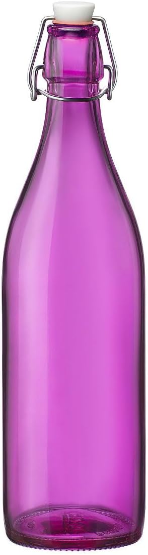 Bormioli Rocco Giara Glass Bottle with Airtight Clamp Lid, 33.75 oz - BPA-Free Bottle for Infused Drinks, Juices, Dressings, Decorative Glass Storage, Leakproof Glassware - Made in Italy (Clear)