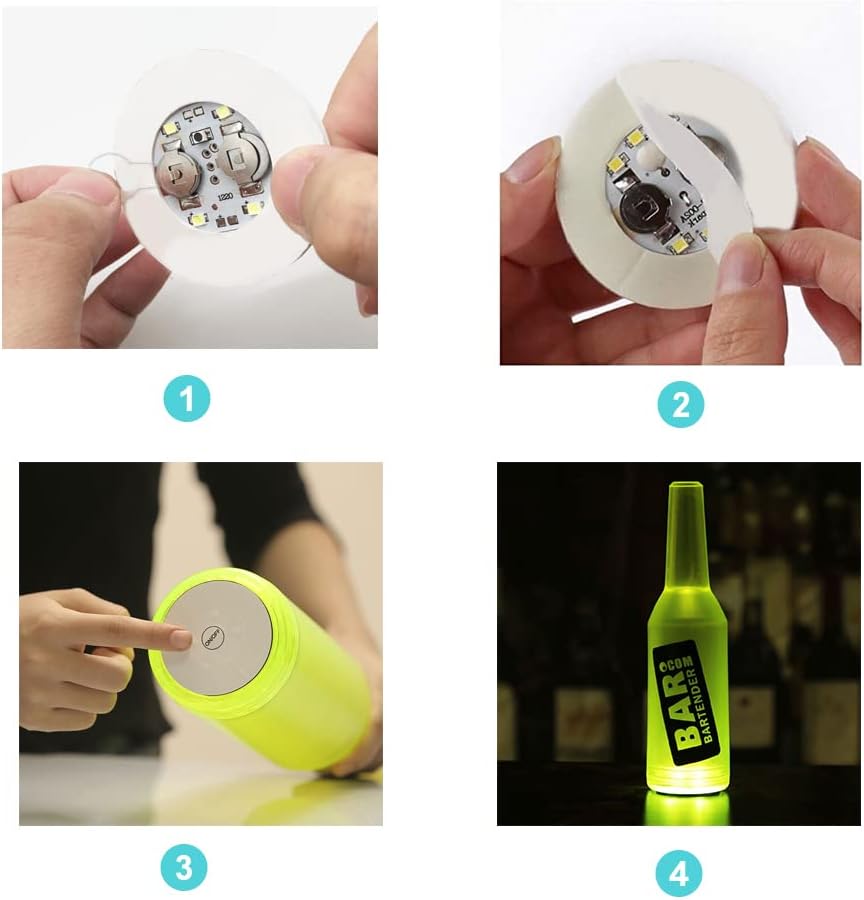 12Pcs LED Coaster, LED Sticker Lights, LED Bottle Lights Cup Holder Lights for Wine Liquor Bottle, Bottle Sparklers for Champagne, Party, Bar, Colorful