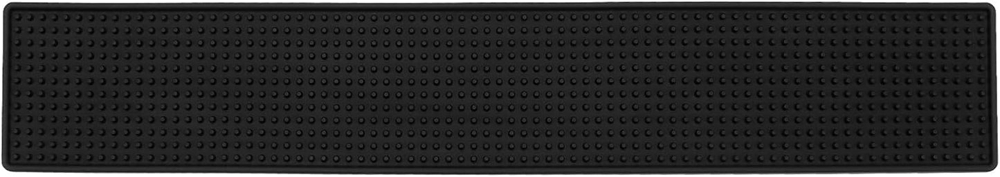 FUNSUEI 5 PCS 4 x 24 Inch Black Rubber Bar Mats, Rubber Bar Service Spill Mat, Non Slip Bar Top Mat, PVC Bar Mixing Drink Pad for Home Kitchen, Pubs, Restaurants