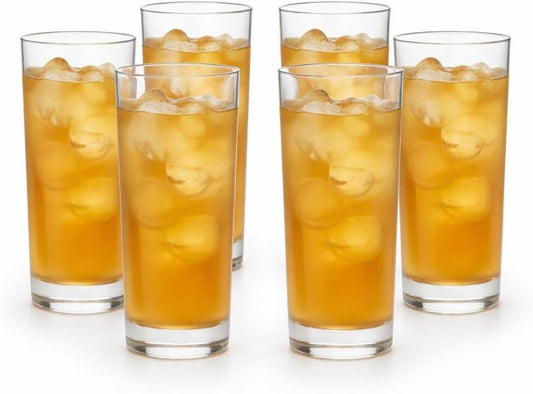 Royalty Art Highball Glasses Set of 6 – 10.18 oz Tall Drinking Glasses, 6.45” Clear Tom Collins Glasses for Cocktails, Water & Juice – Lead-Free Glass, Dishwasher Safe, Modern Bar Glassware