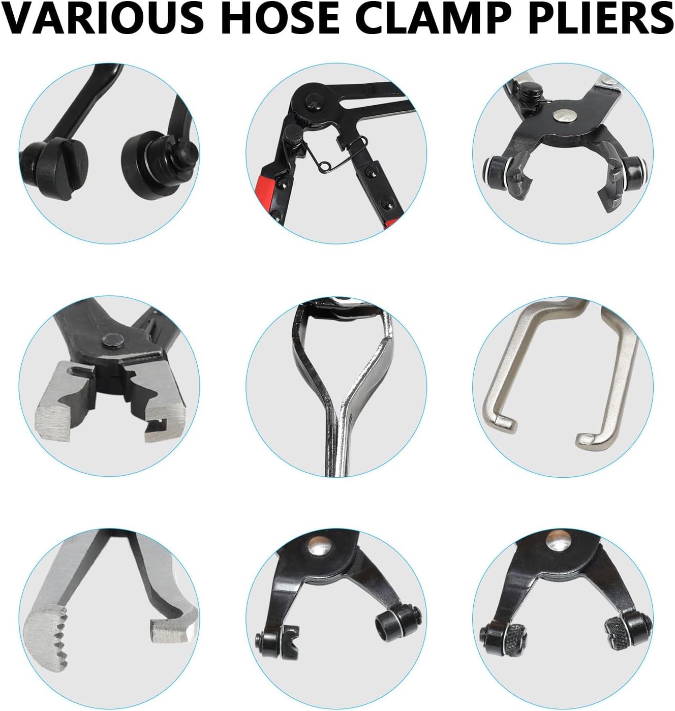 DPTOOL Hose Clamp Pliers Set 15pcs Hose Clamp Removal and Installation Tool Kit for Automotive Coolant Radiator Heater, Water Hose, fuel lines etc, with 2pcs Electrical Disconnect Pliers