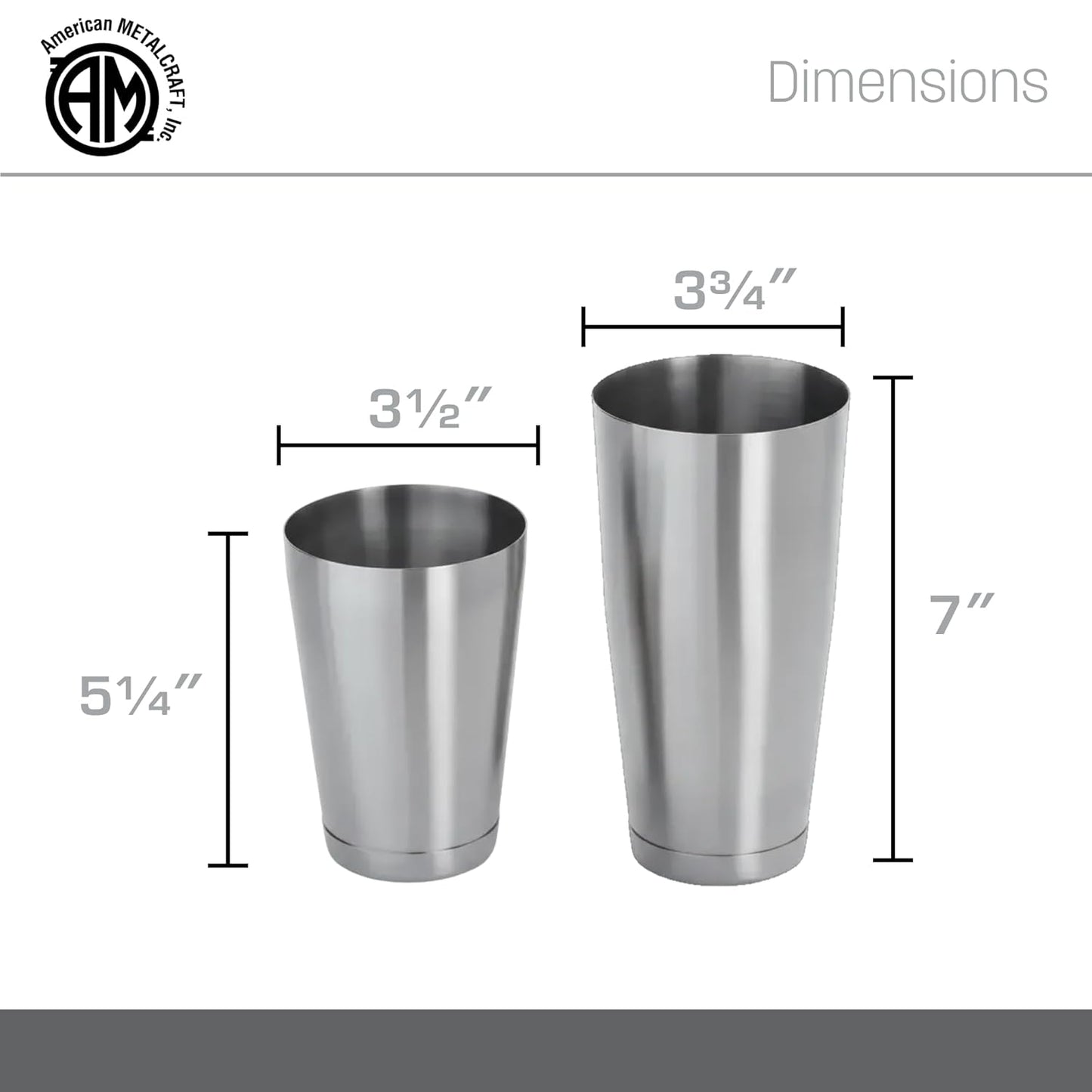 American Metalcraft BSSET Boston Shaker Set, Stainless Steel, Weighted, 18 oz. and 28 oz.