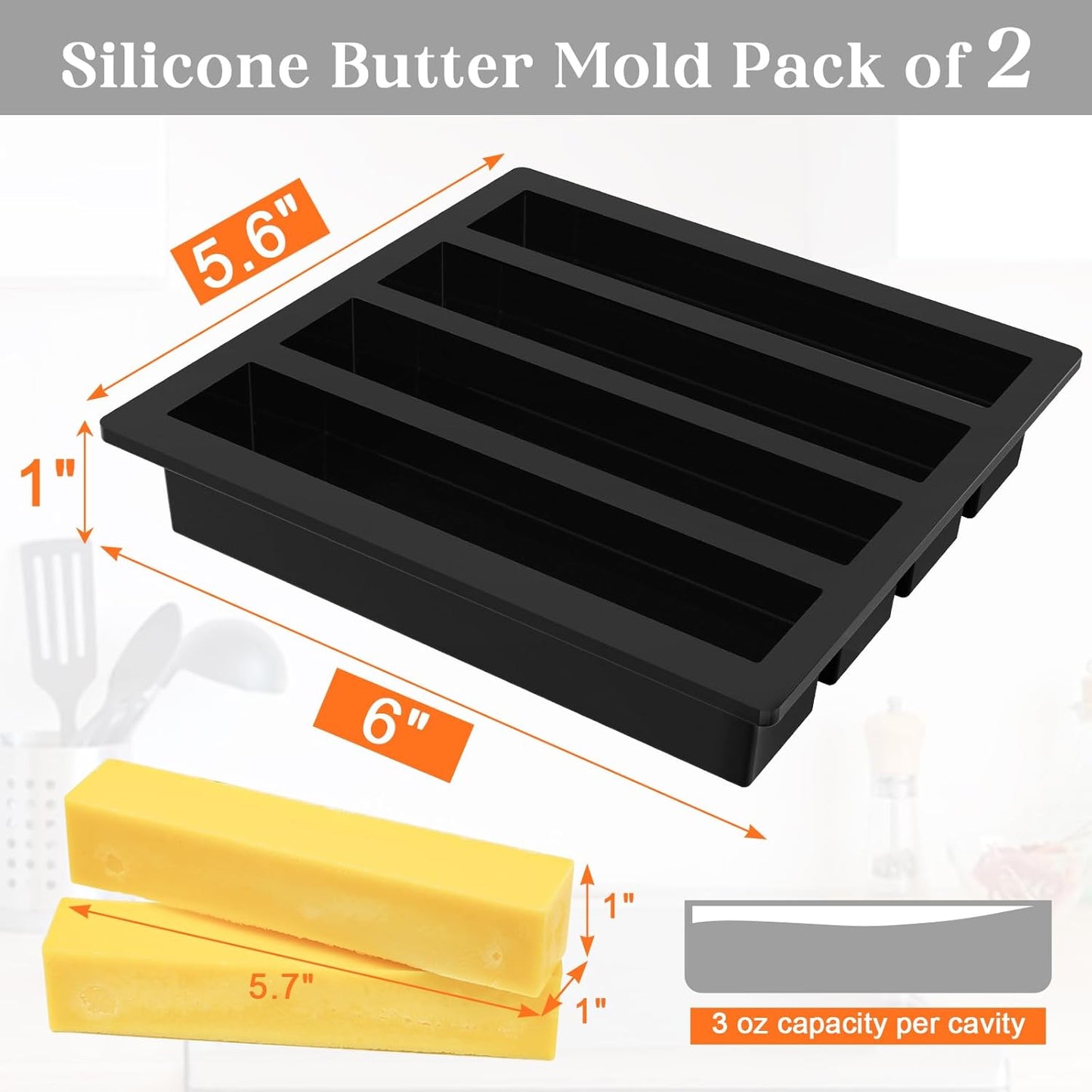 Webake Silicone Ice Cube Trays Butter Mold Set of 2, Easy Release Long Ice Cube Sticks For Cocktail and Whisky, Baking Mold For Instant Pot