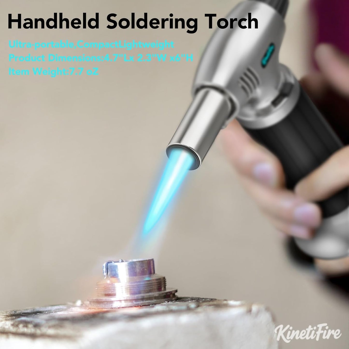 Butane Torch Lighter, Refillable Kithcne Torch with Safety Lock, Continuous Flame Mode, Adjustable Flame for Kitchen, Soldering and Bakingl(Butane Gas Not Included)