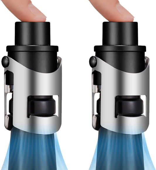 HYZ 2-Pack Champagne Stoppers with Built-in Vacuum Pump, Black - Black