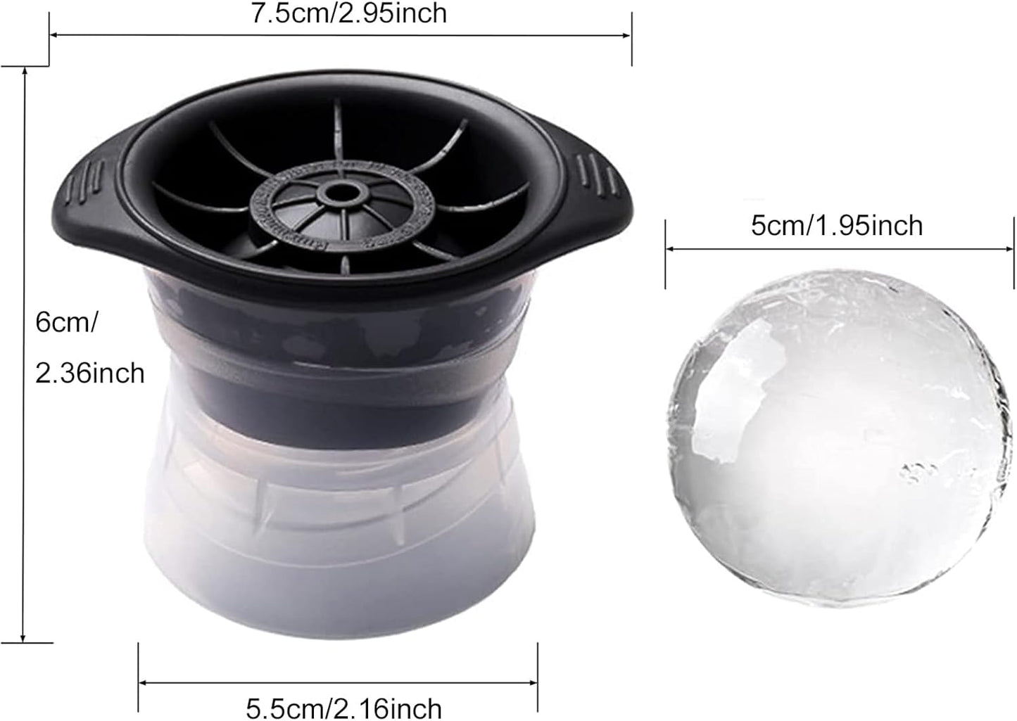 4PCS Small Sphere Ice Mold - Makes about 5CM (1.96") Crystal Clear Ice Balls,Silicone Reusable Ice Cube Trays for Whiskey, Bourbon, Cocktails & Home Bars