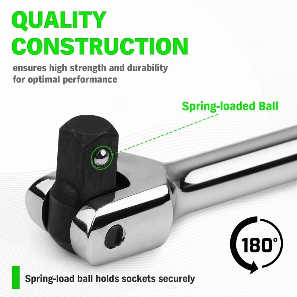 SWANLAKE GARDEN TOOLS 6-Piece Premium Breaker Bar Set, 1/4", 3/8" & 1/2" Drive, Heavy Duty Breaker Bars, 6-inch, 10-inch, 15-inch Length with 180° Rotatable Head
