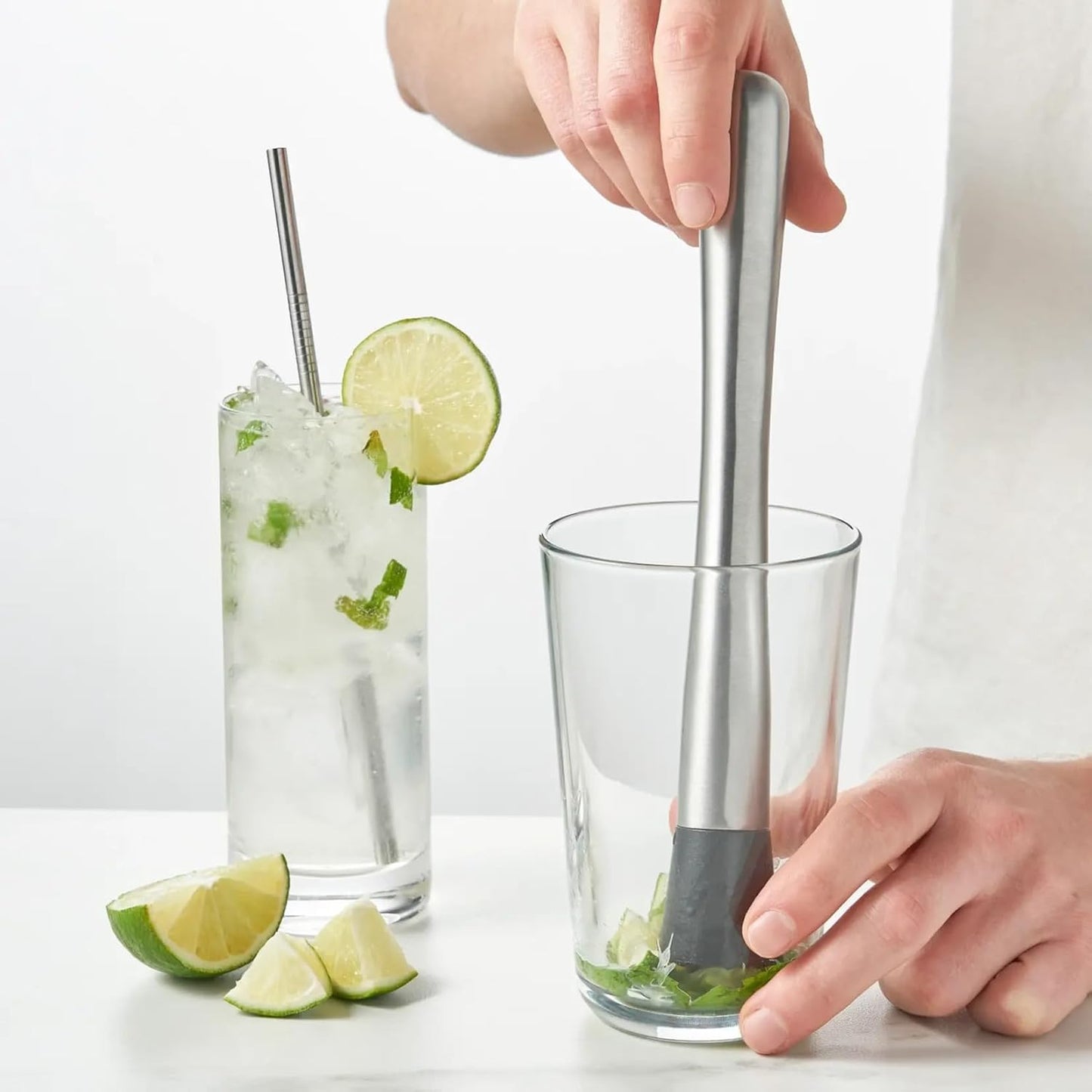 10 Inch Stainless Steel Muddler for Cocktails, Long Handle Durable Material, Bar Tool for Making Mojito and Fruit Drinks
