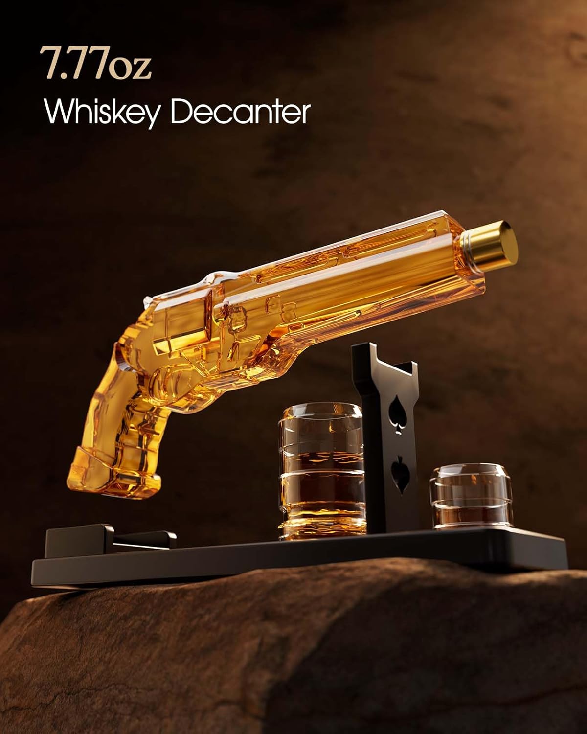 Gun Whiskey Decanter Sets for Men, Kollea Liquor Decanter Set with Shot Glass, Handcrafted Birthday Gifts for Men Dad Brother, Anniversary Set for Him Husband, Home Bar Drinking Party, Valentine's Day