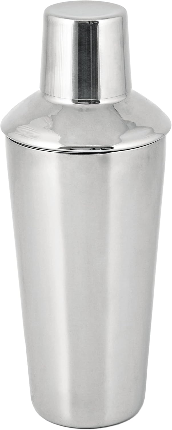 True Retro Stainless Steel Cocktail Shaker, Cold Brew Cocktails, Margarita, Whiskey Sour, Elegant Espresso Martini Shaker with Strainer and Jigger Cap, Home Bar Tools, Bartender Gifts, 34 oz, Silver