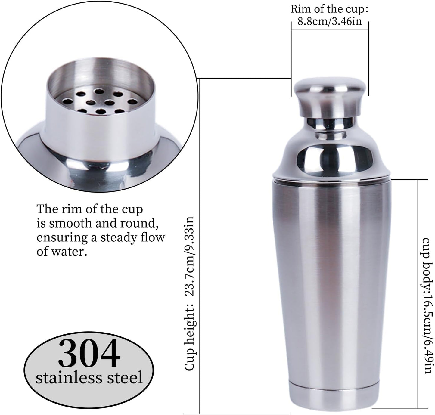 21oz Cocktail Shaker - Insulated Double Wall, Martini Shaker, Drink Shaker, No Stuck Twist Lid, Leakproof, Built-in Strainer, Perfect for Home Bar