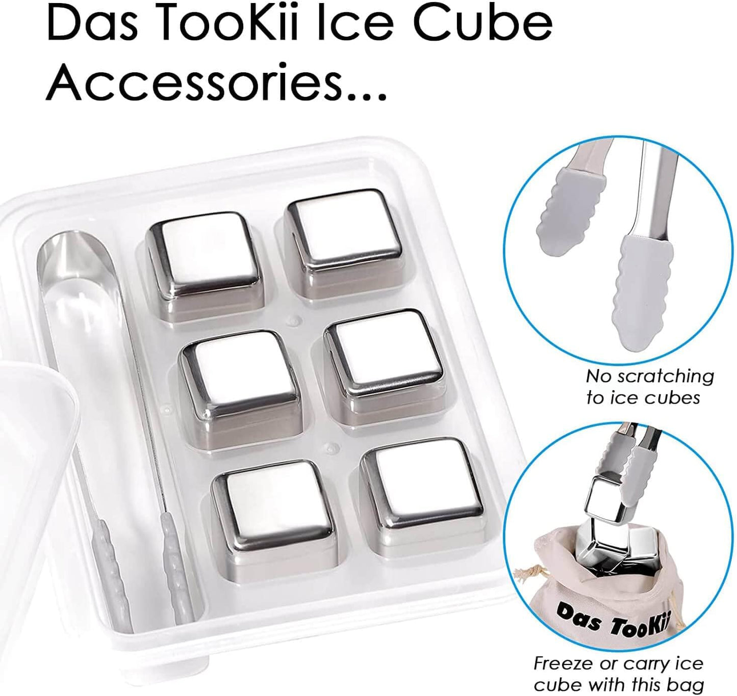 12 Pack Whiskey Stones Gift Set for Men, Das TooKii Stainless Steel Ice Cubes Chilling Stones Reusable, High Cooling Rocks Metal Ice Cube for Drinks Beverage Wine with Ice Tongs & Freezer Storage Box