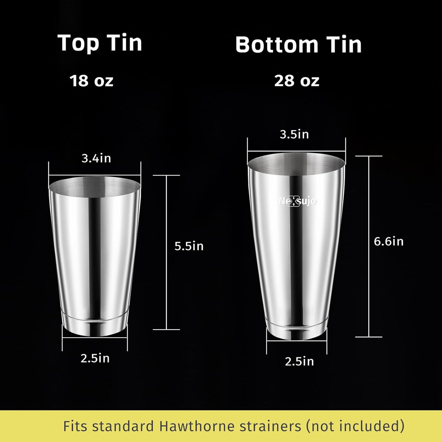 Boston Shaker Set, Professional Cocktail Shaker Set (18oz/28oz) Weighted Stainless Steel Bar Shakers for Bartending, Leakproof Bar Tools for Professional Bartender & Home Bar Mixology