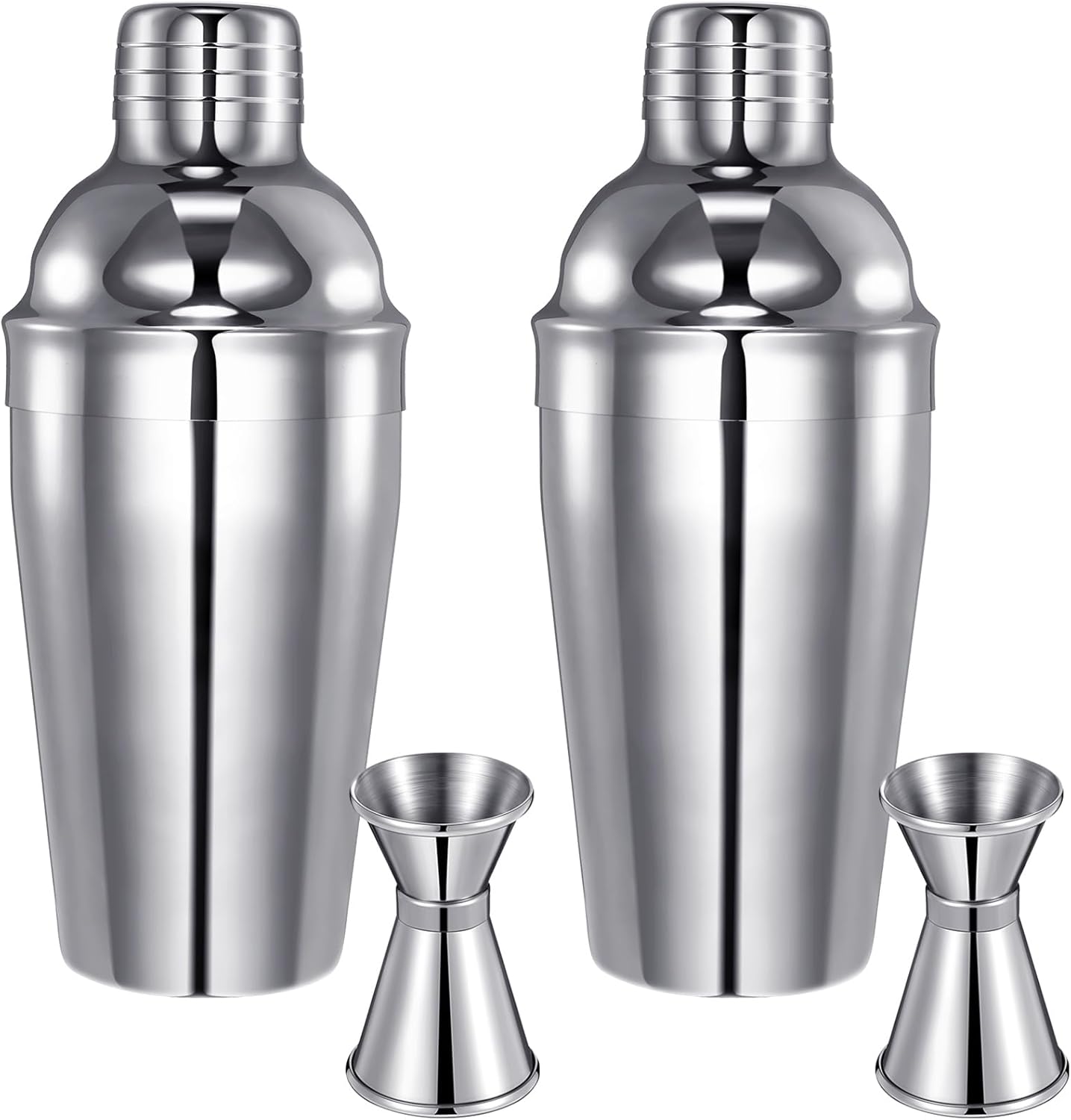 Umigy Cocktail Shaker Set Martini Shaker Bulk Stainless Steel Martini Mixer with Strainer and Double Measuring Jigger for Bar Party Home Use Wine Bar(18 Oz/ 550 ml,2 Packs)