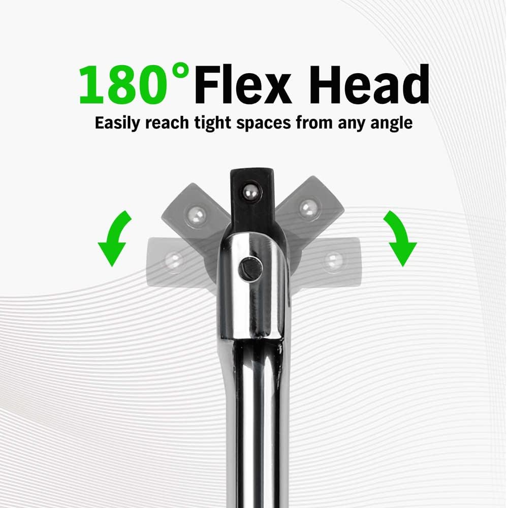 SWANLAKE GARDEN TOOLS 6-Piece Premium Breaker Bar Set, 1/4", 3/8" & 1/2" Drive, Heavy Duty Breaker Bars, 6-inch, 10-inch, 15-inch Length with 180° Rotatable Head