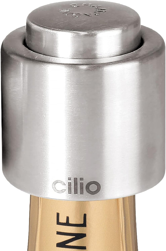 Cilio Stainless Steel Champagne Sealer, Bottle Stopper for Sealing Champagne Bottles Large
