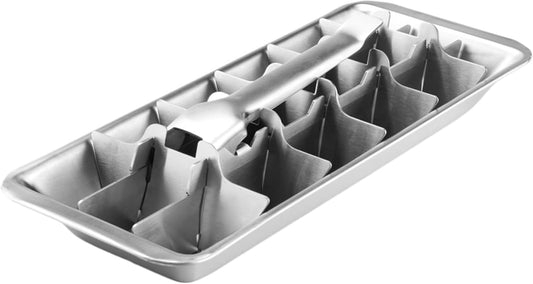 Stainless Steel & Metal Ice Cube Trays with Handle - 18-Slot Small Ice Cube Mold for Freezer, Detachable Dishwasher-Safe Ice Trays for Bars Kitchens