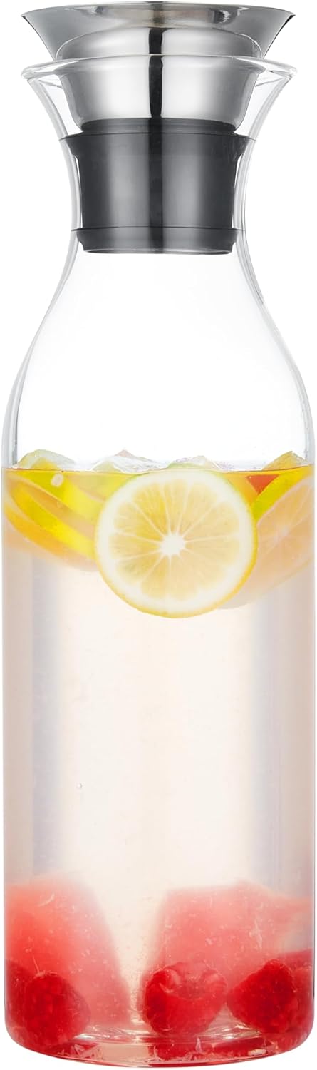 Karafu 50 Ounces/1.5 Liter Glass Carafe with Lid, Borosilicate Glass Pitcher for Hot/Cold Water, Ice Tea and Juice Beverage