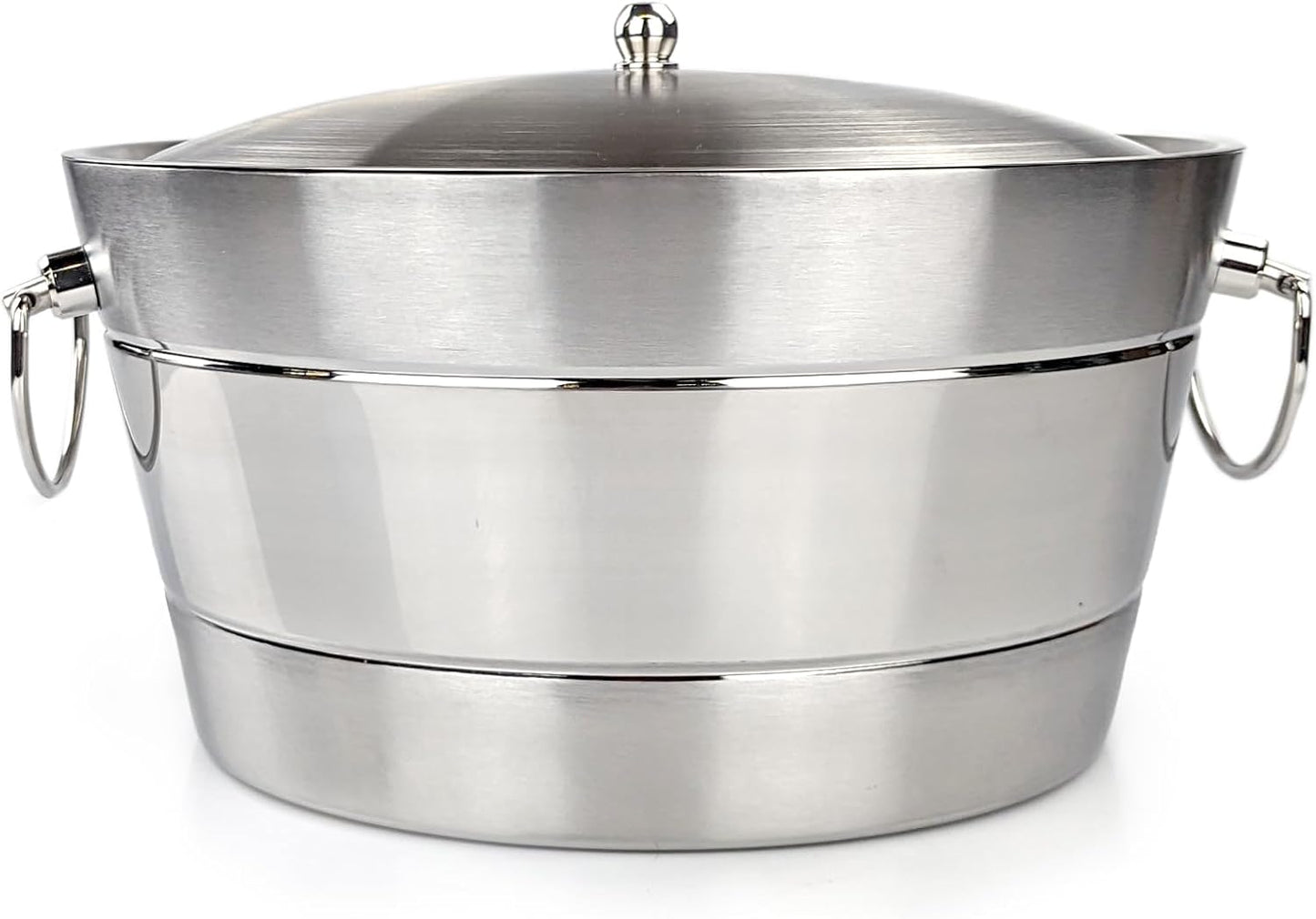 BREKX Insulated Stainless Steel Ice Bucket with Lid for Parties - Anchored Double-Walled Large Ice Bucket for Extended Chill - Champagne Bucket for Mimosa Bar Supplies
