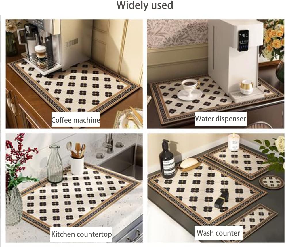 Cute Coffee Maker Mat for Countertops Bar Accessories, Colorful Dish Drying Pad for Kitchen, Absorbent Quick Drying Mat, 12 X16 inch (Color C, 16"x12")