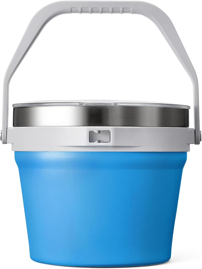 7L Insulated Ice Bucket with Lid，Double Wall Vacuum Stainless Steel Beverage Bucket Keeps Frozen Longer，Holds 6 Longnecks or 3 Bottles of Wine，for Cocktail, Champagne(No Accessories, Black) - Blue