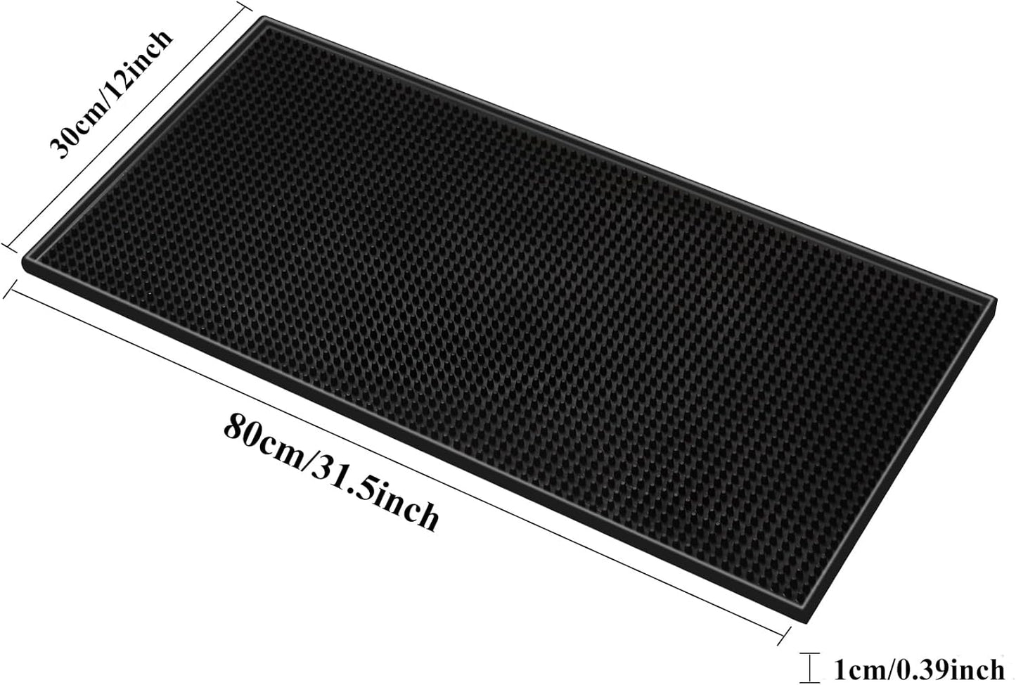 1 Pack Bar Mat, Dish Drying Mat, Large 31.5in x 12in Rubber Thick Durable Service Bar Mat for Home Kitchen Countertop Mat, Espresso Coffee Bar Mat, Black