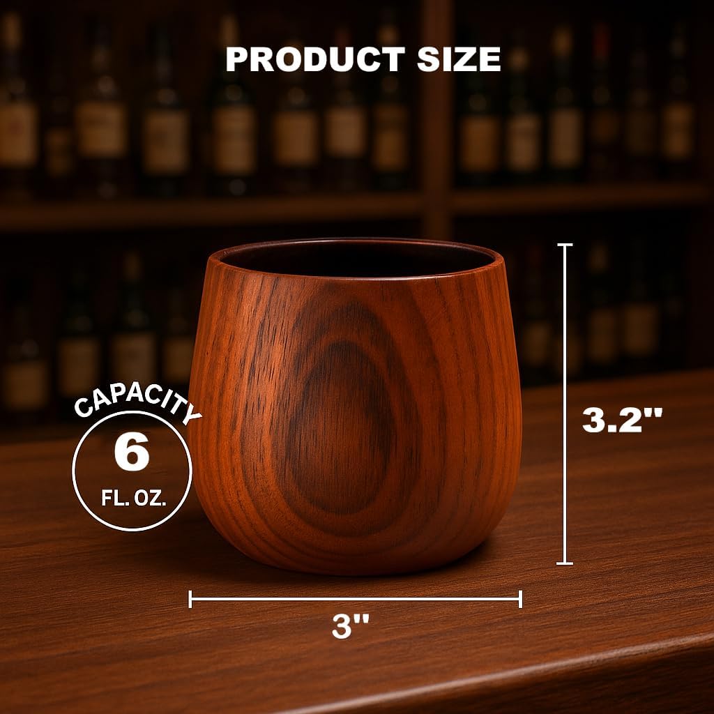 2 Pack Charred Wooden Whiskey Glasses – Bourbon Tumblers for Men with Burnt Interior – Old Fashioned Cocktail Cups – Gifts for Men, Husband, Dad, Boy Friend, Brother, or Whiskey Lovers