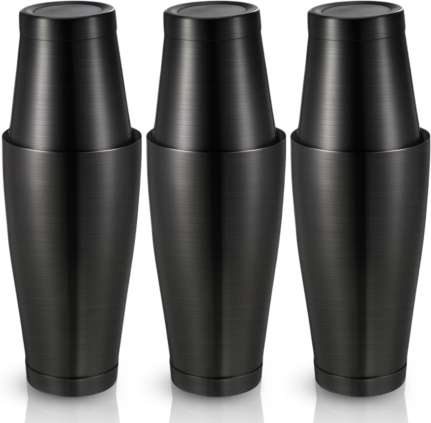 Sabary 6 Pcs Cocktail Shakers Professional Bar Shaker Boston Set Stainless Steel Martini Drink Mixer Basic Tool Weighted Shake Metal Can Cocktail Shaker Set, 18 Oz, 28 oz (Sanding Black)