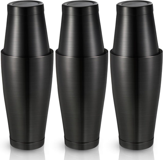 Sabary 6 Pcs Cocktail Shakers Professional Bar Shaker Boston Set Stainless Steel Martini Drink Mixer Basic Tool Weighted Shake Metal Can Cocktail Shaker Set, 18 Oz, 28 oz (Sanding Black)