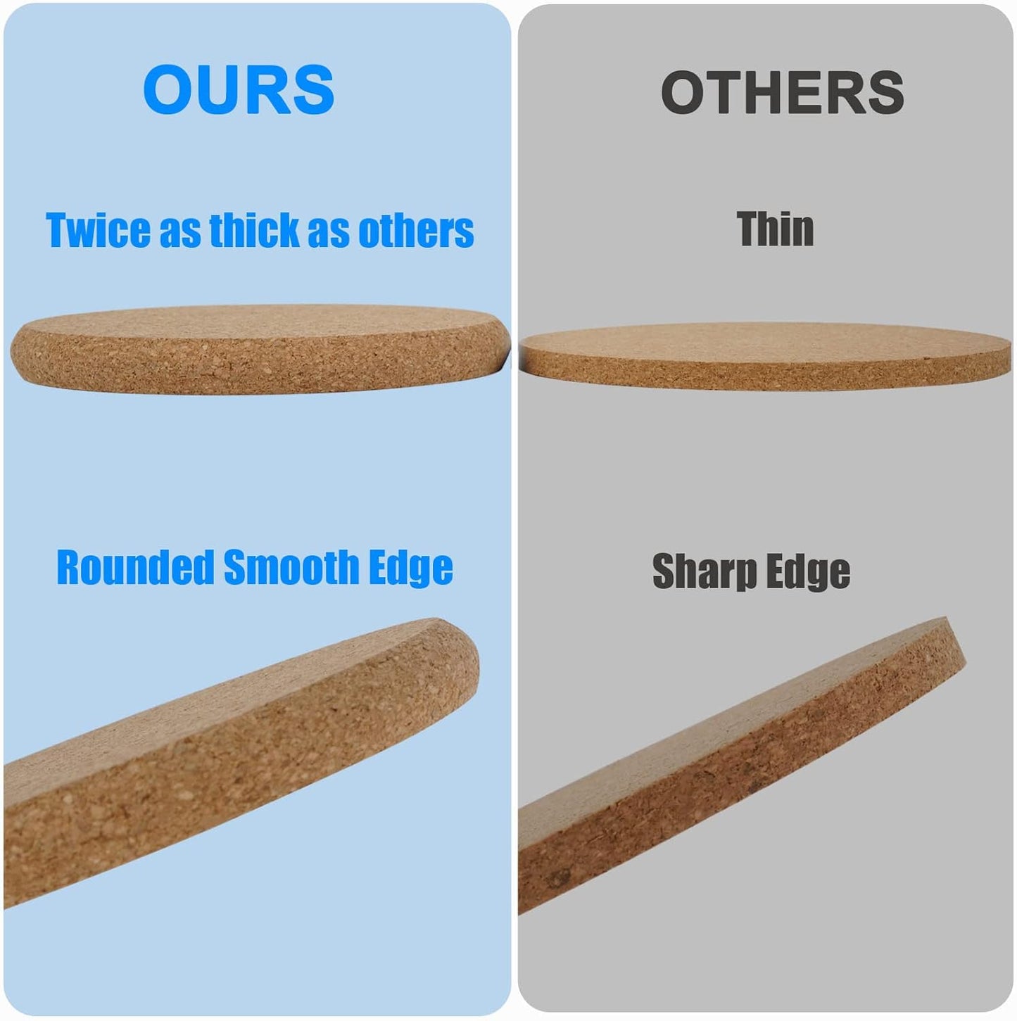 8 Pcs Drink Coasters with Holder, Thicker Cork Coasters for Drinks Absorbent for Coffee Table Wooden Coaster Set Tabletop Protection Cup Mat Bar Kitchen Living Room House Home Decor Housewarming Gift