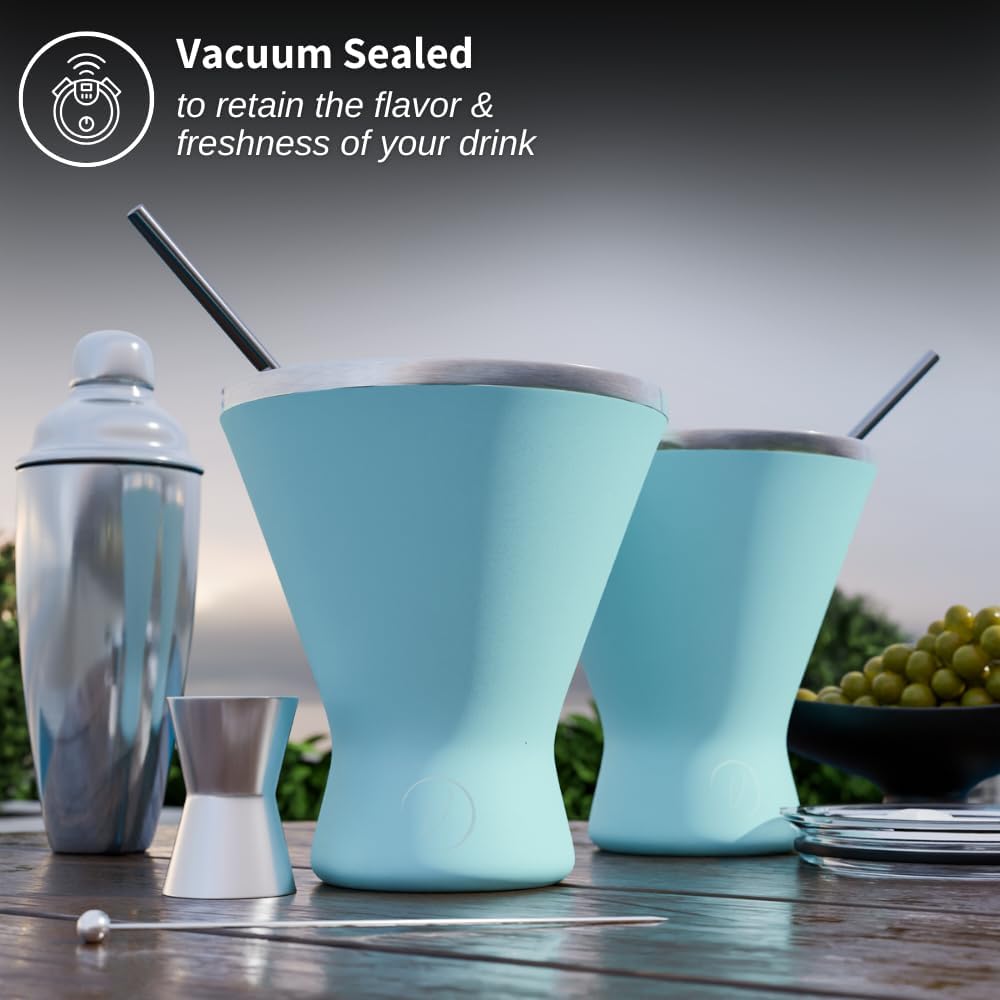 Mother’s Day Gift for Mom – Set of 2 [Blue] Stainless Steel Martini Glasses, Unbreakable Metal Cocktail Glass Set, Unique Gift for Women Wife, 10oz