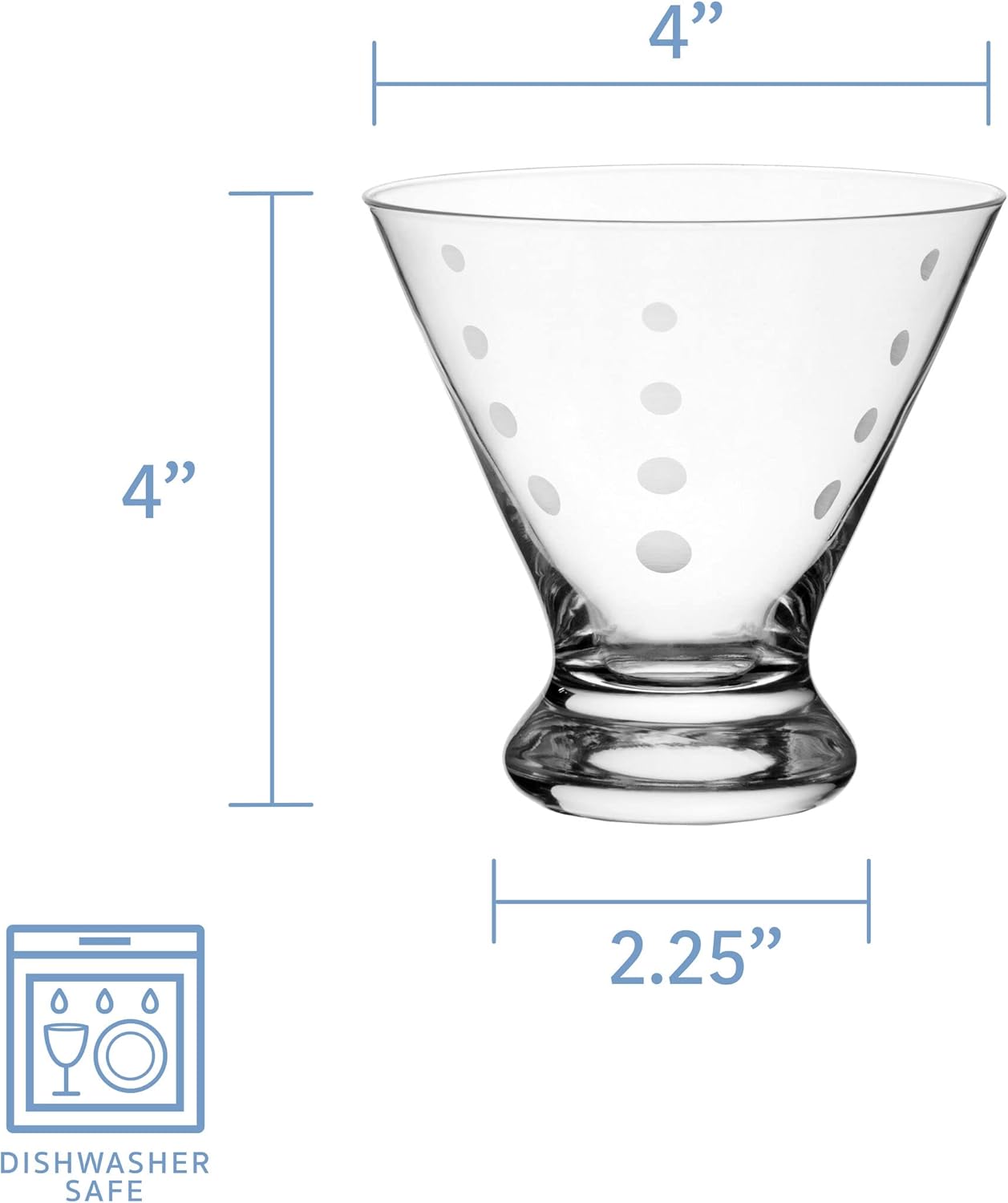 Mikasa Cheers Set of 4 Stemless Martini Glass, 8-Ounce, Clear