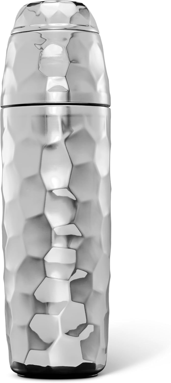 HexClad 25 oz Cocktail Shaker, Vacuum Insulated Bar Shaker with Built-In Jigger & Strainer, Leak-Proof, PVD Finish (Chrome)