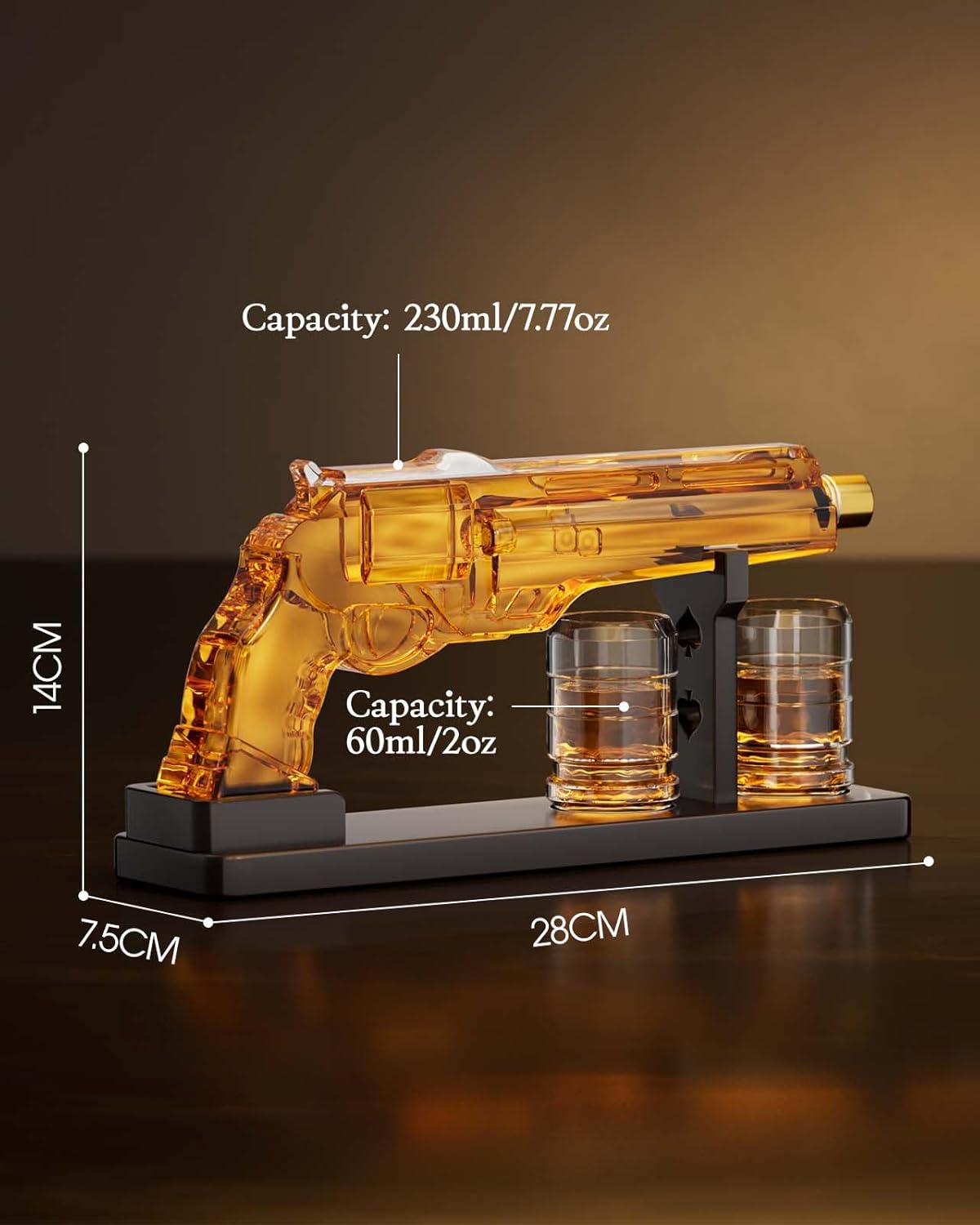 Gun Whiskey Decanter Sets for Men, Kollea Liquor Decanter Set with Shot Glass, Handcrafted Birthday Gifts for Men Dad Brother, Anniversary Set for Him Husband, Home Bar Drinking Party, Valentine's Day