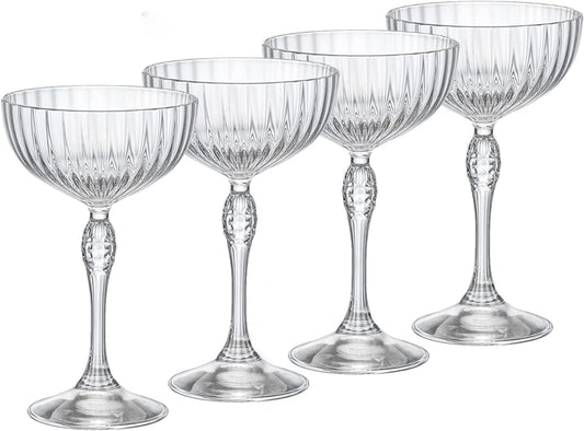 Bormioli Rocco America '20s 7.5 oz. Cocktail Coupe Glasses, Clear, Set of 4