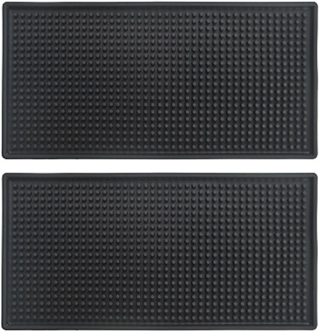 Rubber Service Bar Mat, Anti-slip12 x 6" Rubber Bar Spill Mat, 2 Pcs Premium PVC Pad for Kitchen, Restaurant, Countertop, Hotel, Beverages(2Pcs)