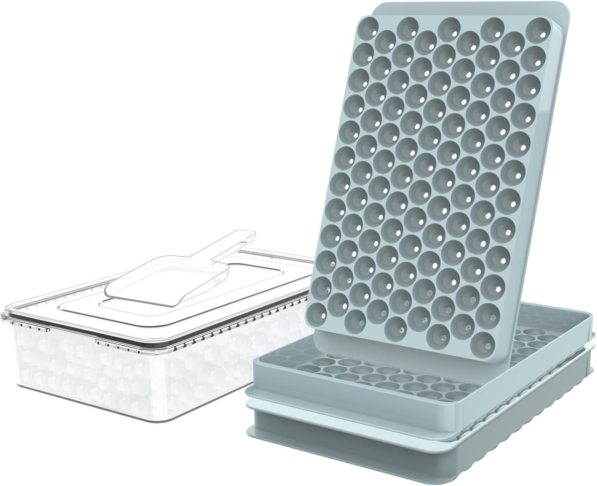 WIBIMEN Mini Ice Cube Trays for Freezer with Lid, 0.55" Pebble Ice - 2 PACK