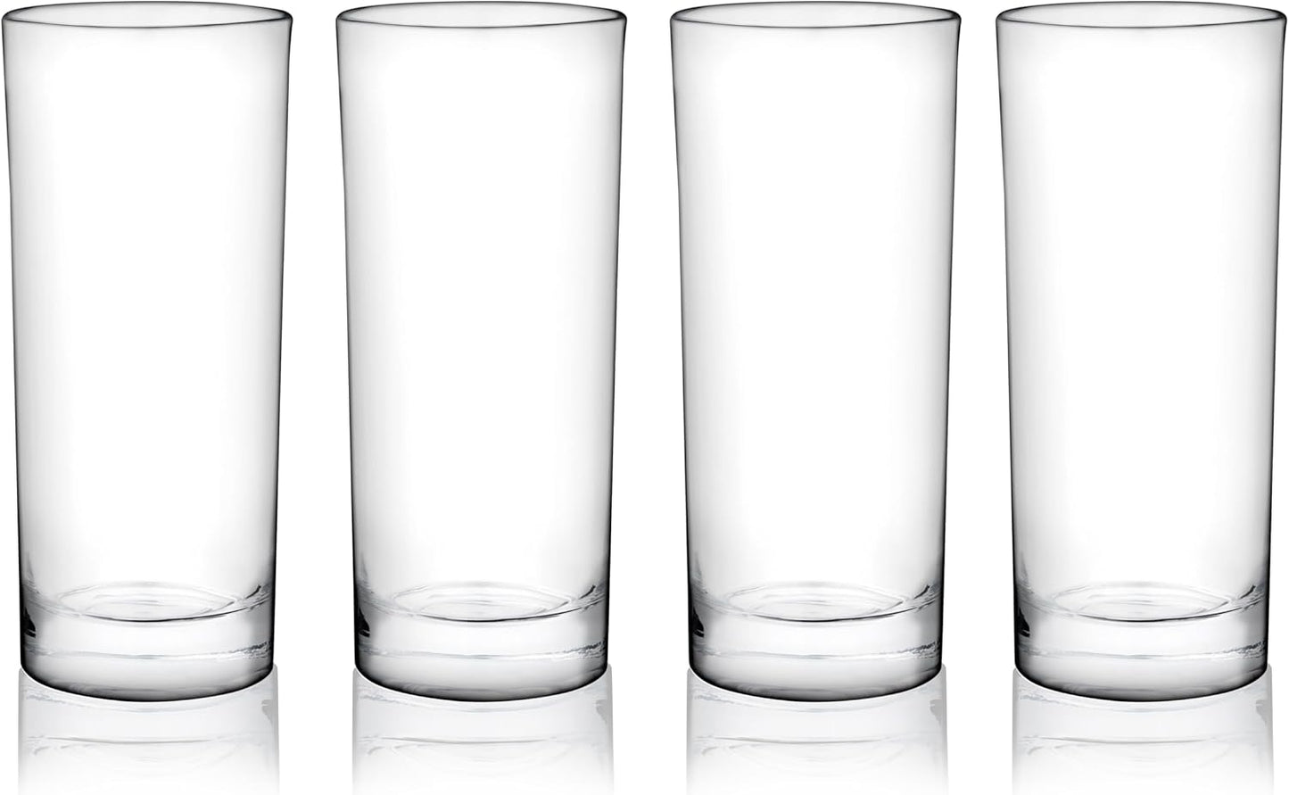 True Highball Glasses, Tall Glass Tumbler for Cocktails, Mojito Iced Tea Juices, Soda Water Drinking Cups, Kitchen Glassware, Home Bar, 11 oz Set of 4
