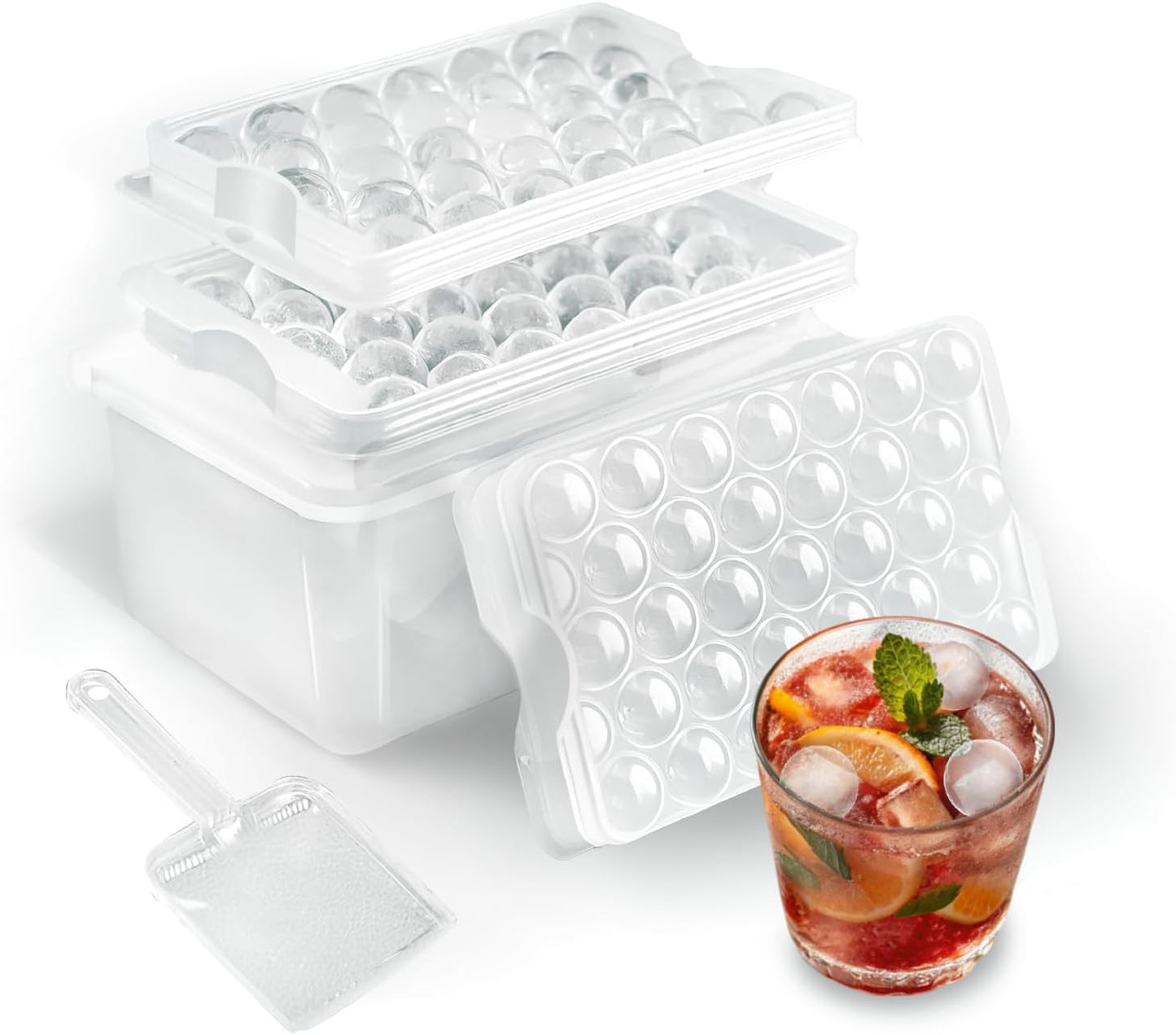 Premium Durable Round Cute Ice Ball Mold – Stackable Plastic Ice Maker for Cocktails & Water Bottles – Ultimate Ice Mold for Perfectly Cool Ice Drinks!