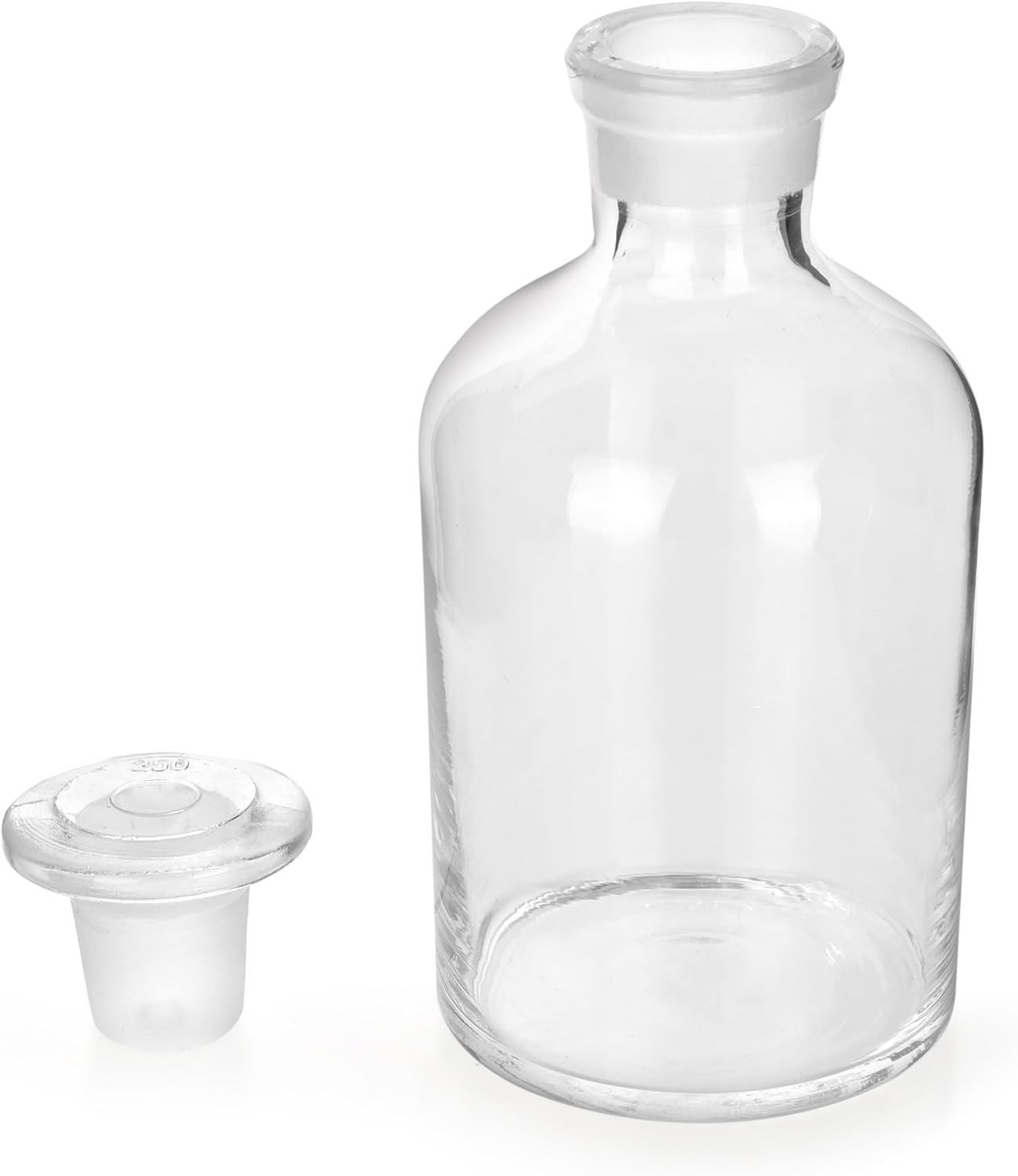 250ml Glass Reagent Bottle,Narrow Mouth Borosilicate Glass Reagent Bottle with Standard Ground Glass Stopper (8.45oz,Clear)