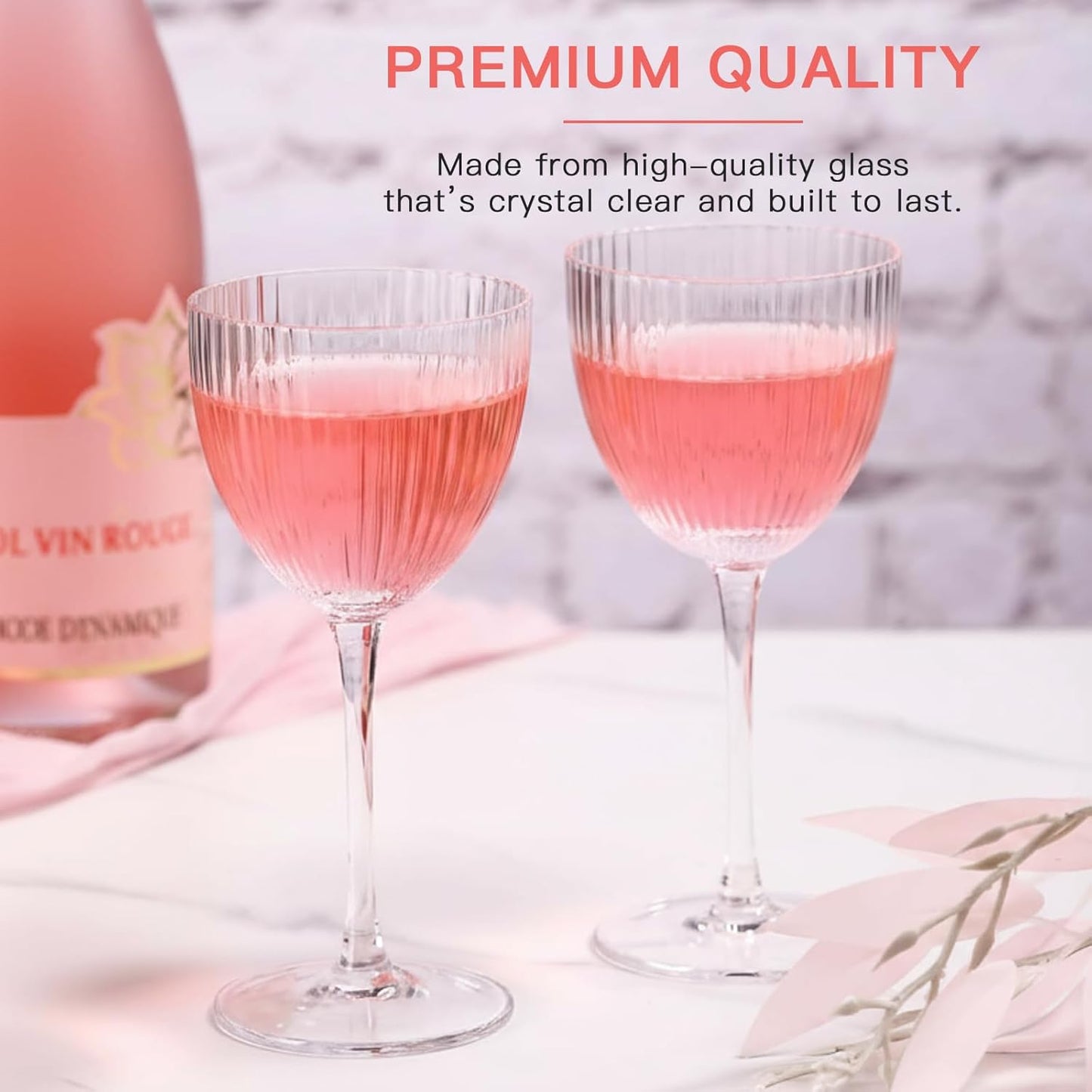 Nick and Nora Cocktail Glasses - Coupe Glasses Set of 4, Vintage Ribbed Martini Glassware, Crystal Cordial Cups for Whiskey, Gin, Vodka, Champagne, Mothers Day Gifts,Gifts for My Wife, 5 Oz
