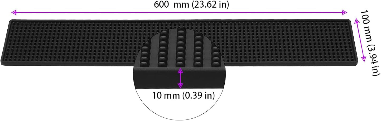 FUNSUEI 5 PCS 4 x 24 Inch Black Rubber Bar Mats, Rubber Bar Service Spill Mat, Non Slip Bar Top Mat, PVC Bar Mixing Drink Pad for Home Kitchen, Pubs, Restaurants