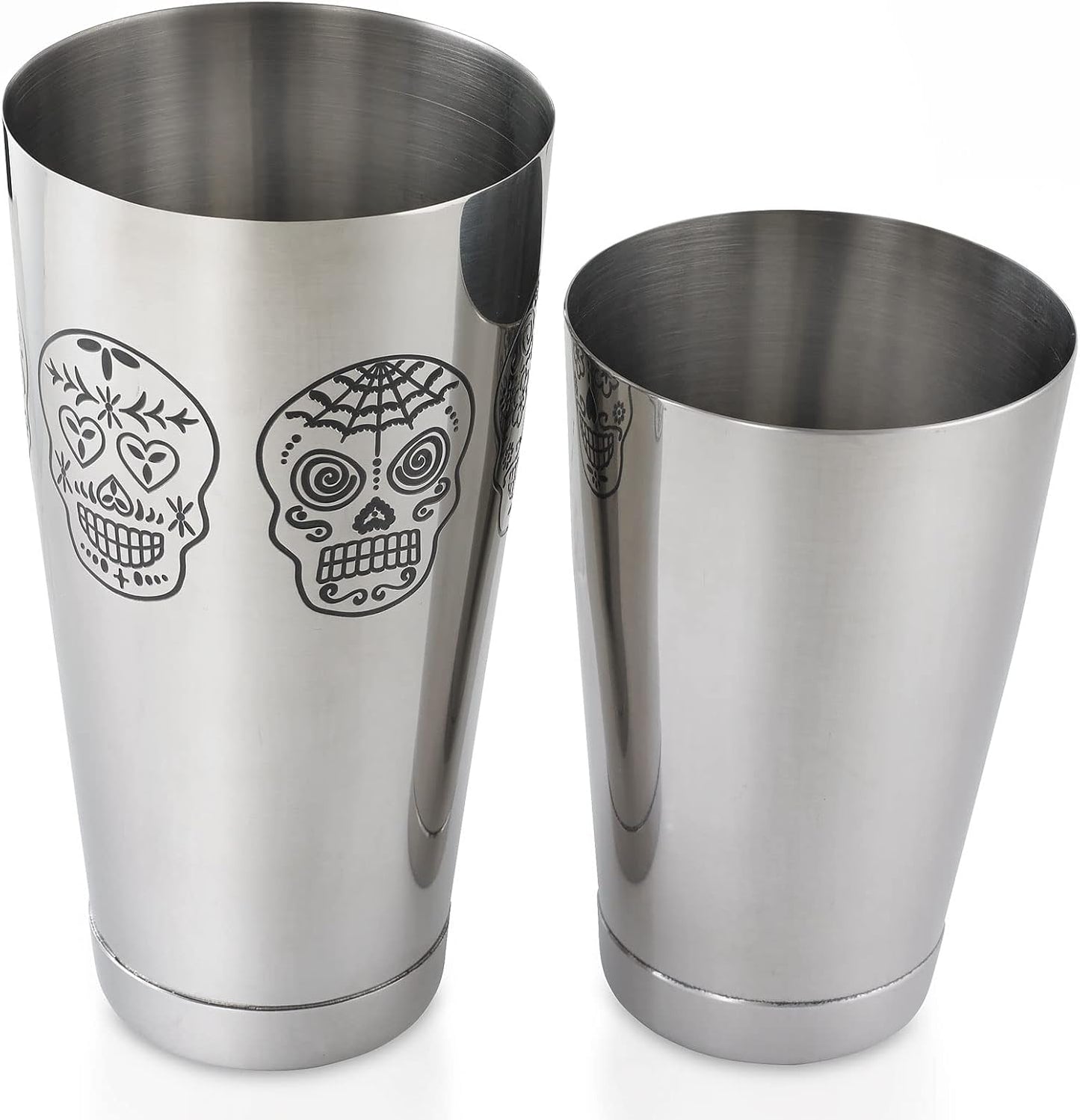 Barfly Skull Cocktail Shaker Tin Set (18 oz and 28 oz),Stainless Steel, Skull,M37009SKU