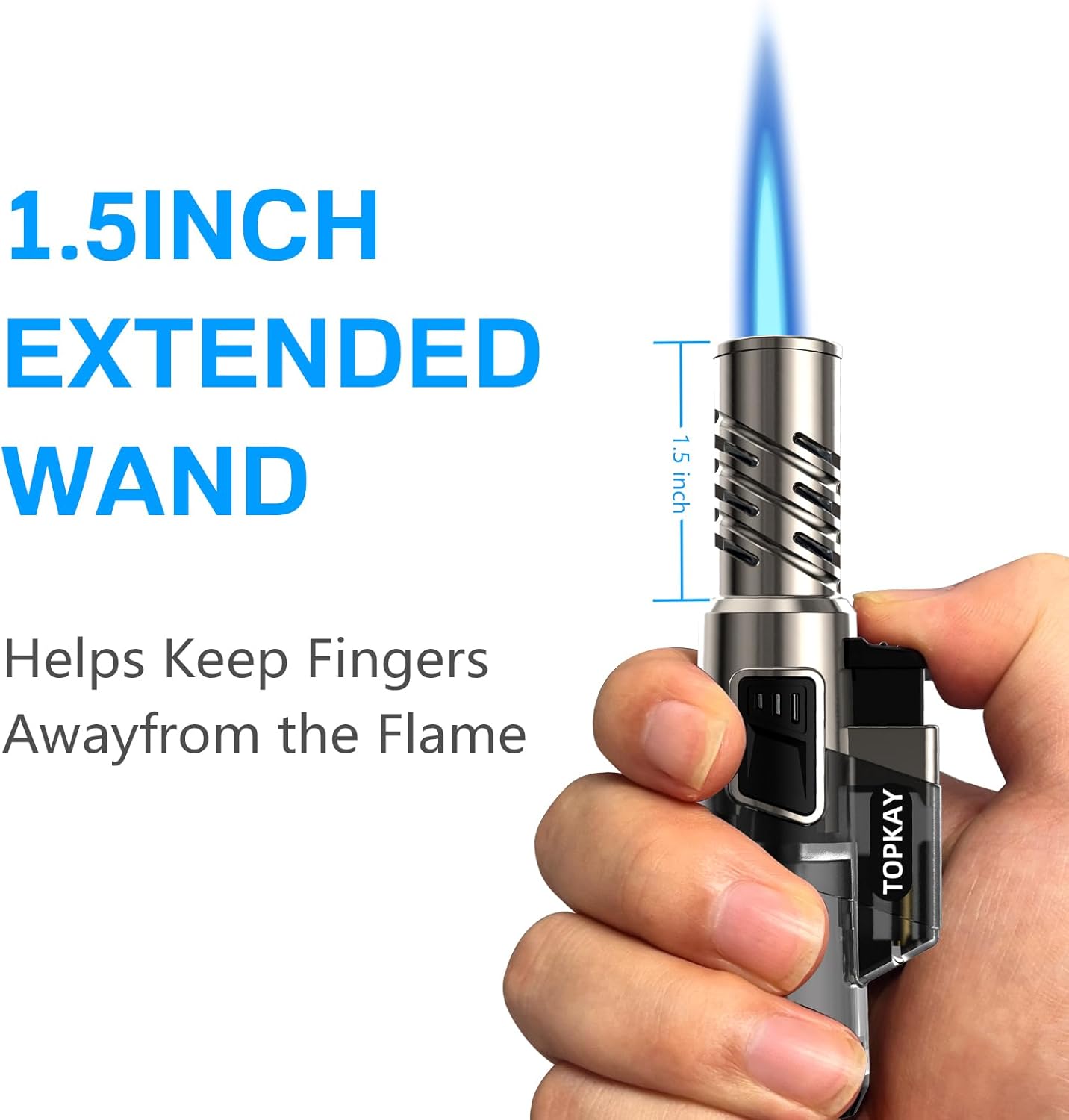 TOPKAY 2 Pack Torch Lighter Jet Flame Butane Lighter Refillable Mini Torch Lighter for Candles Grill BBQ Fireworks Camping (NO PREFILLED)