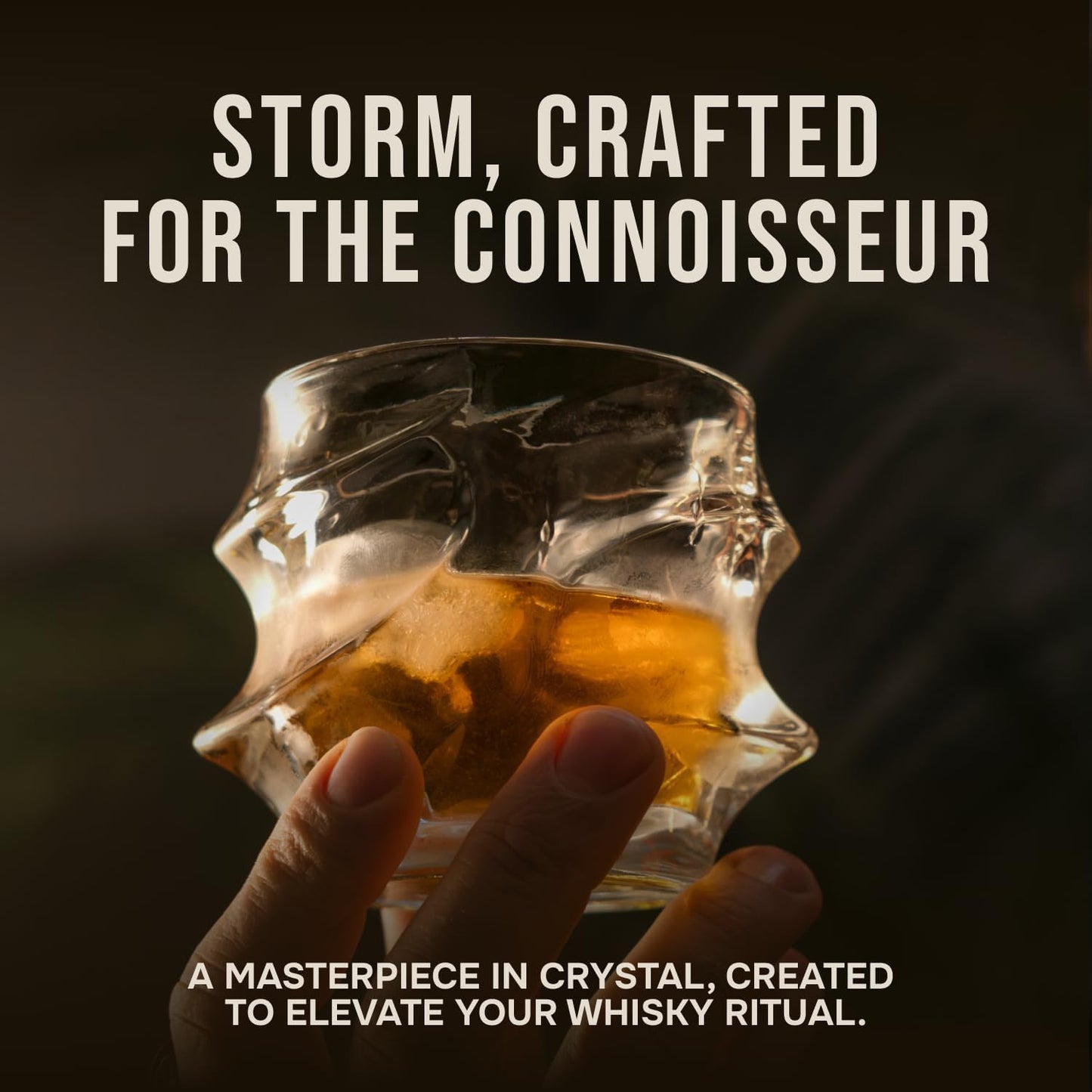 TSUKIGLASS® Storm Premium Japanese Crystal Whisky Glasses Set of 4 - Gift Ready Box, 100% Ultra Clarity Lead-Free Crystal, 10oz Tumblers for Bourbon, Scotch & Cocktails, Luxury Gift for Men