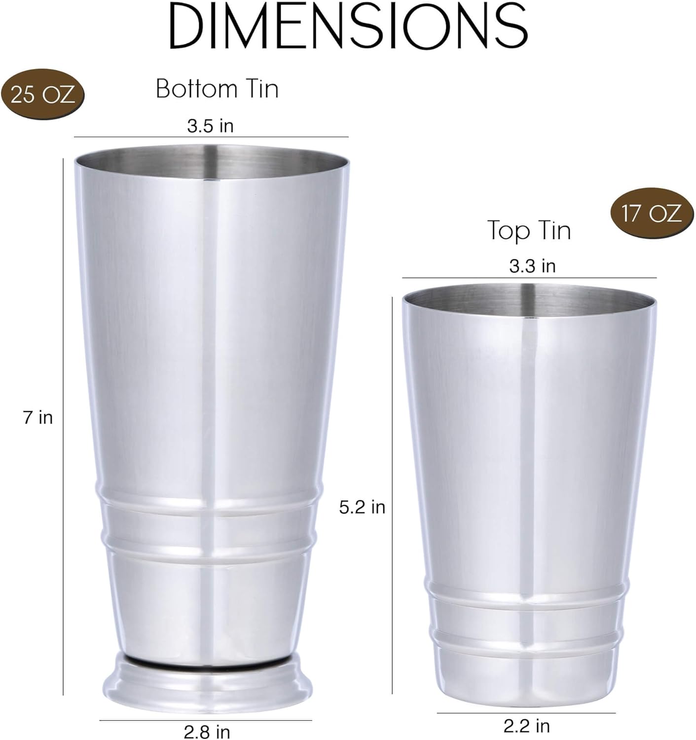 Premium 4-Piece Boston Cocktail Shaker Set w/Hawthorne Strainer & Japanese Jigger, Stainless Steel 304- Weighted Cocktail Set - Boston Shaker Set - Bartender Shaker - Shaker for Cocktails